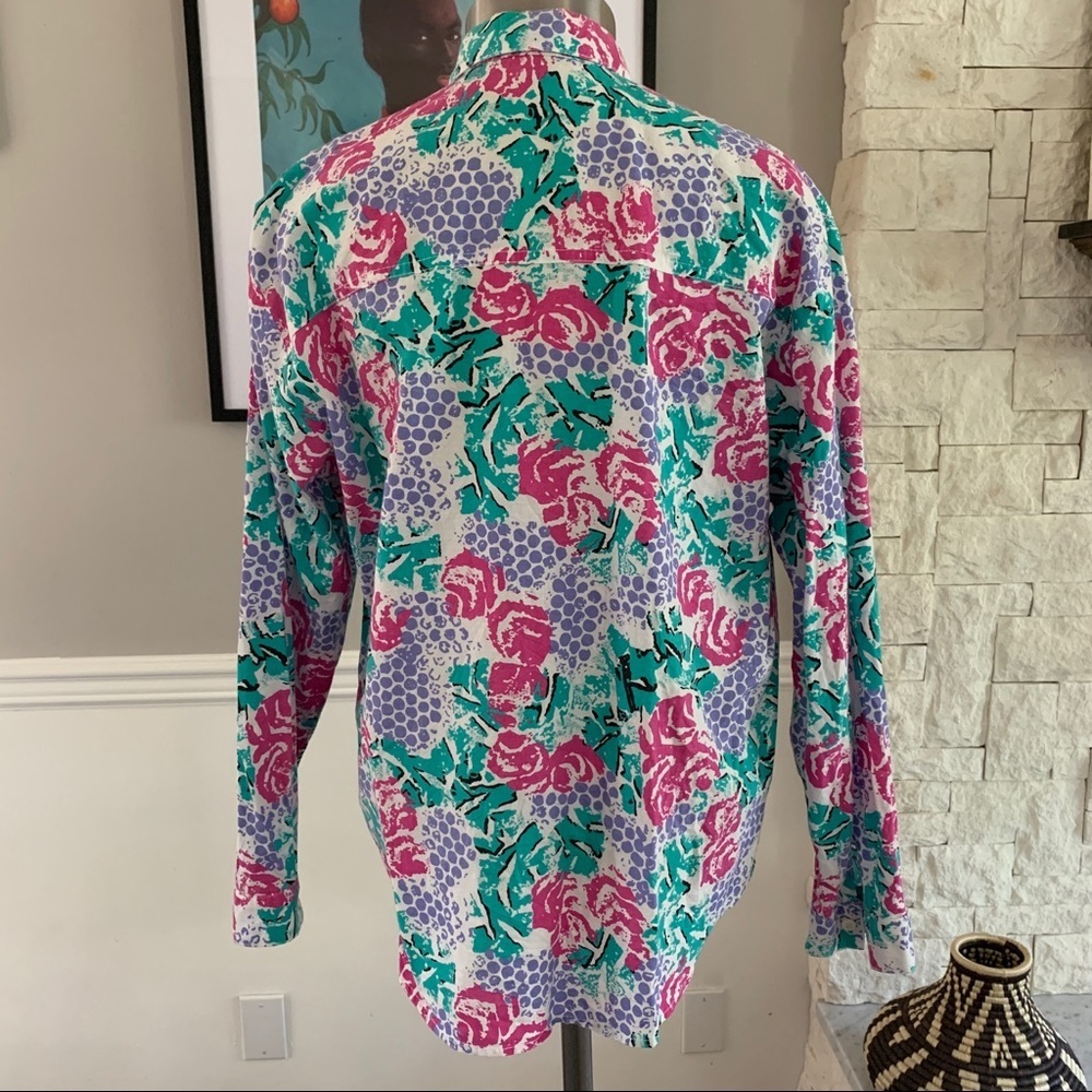 Vintage Multicolor Graphic Button Down Shirt 80s 90s SIze Medium - Picture 2 of 12